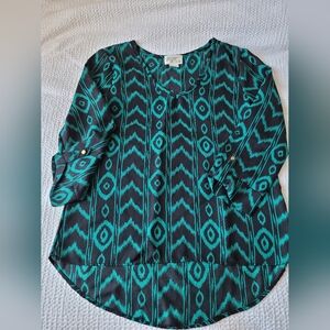 Black And Teal Blouse